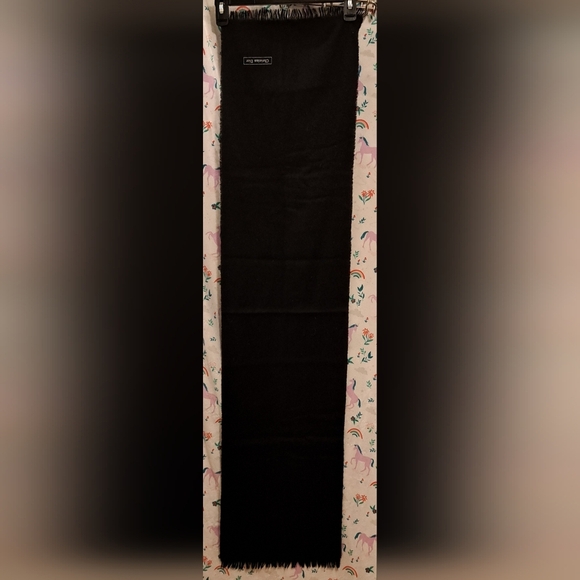 Vintage Christian Dior Black Merino Wool Soft Warm Winter Comfy Cozy Scarf Wrap - Picture 5 of 8